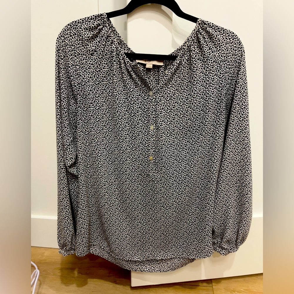 LOFT Black and White Blouse